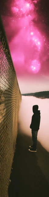 Free aesthetic bookmark featuring someone staring at a fence